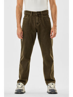 Snitch - Men Dark Brown Washed Baggy Fit Casual Jeans