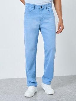 Styli - Men Blue Ice Wash Relaxed Fit Jeans