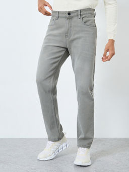Styli - Men Dark Wash Grey Regular Fit Jeans