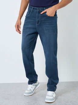 Styli - Men Dark Wash Navy Blue Regular Fit Jeans