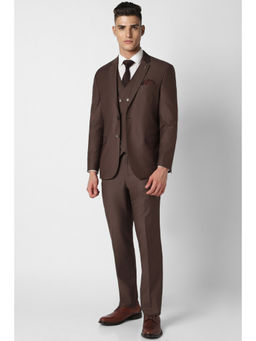 Van Heusen - Men Brown Textured Slim Fit Wedding Four Piece Suit