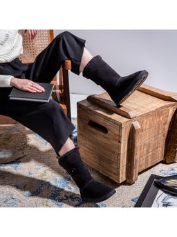 Saint G - Buckle Decorative Black Suede Leather Snug Boots