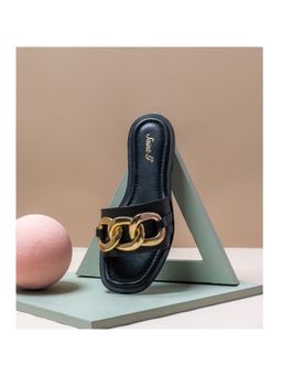 Saint G - Black Leather Flat Slip On