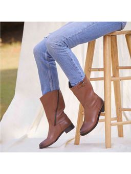 Saint G - Two Color Toned Tan Leather High Ankle Boots