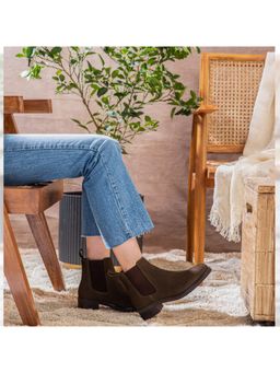 Saint G - Olive Suede Leather Ankle Boots