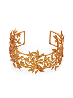 Dhwani Bansal - Mashq Cuff With Filligree Work In 22K Antique Gold Plated Brass
