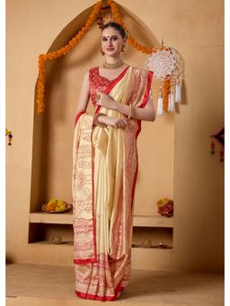 RACHNA - Cream Art Silk Printed Ready To Wear Saree