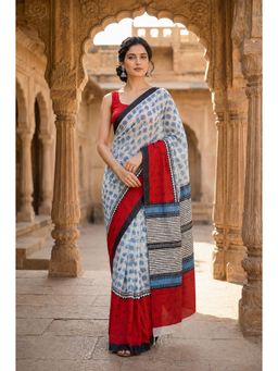 AMRUTKALA SAREES - Multi-Color Linen Floral Printed Saree