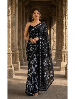 AMRUTKALA SAREES - Black Linen Printed Saree