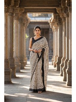 AMRUTKALA SAREES - Beige Linen Printed Saree