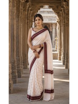 AMRUTKALA SAREES - White Linen Printed Saree