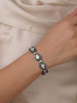 Prestones - Green Halo Teardrop Zircon Bracelet