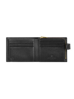 Lapis Bard - Belgravia Gold Bifold L-Zip Coin Pocket Wallet With Flap - Black
