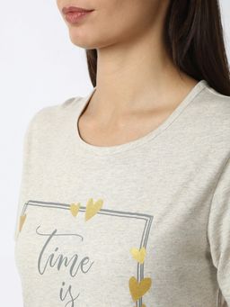 mackly - Women Printed Night Suit - Nude