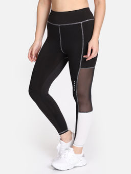 Muscle Torque - High Waist Tight White Fabric & Mesh Panel - Black