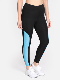 Muscle Torque - Gym/yoga Tight Blue Side Panel On Both Legs - Black