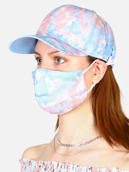 Free Authority - Blue Printed Cap And Mask (Set of 2)