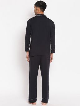 Nykd by Nykaa - Sumptuously Soft Button Down Mens Pajama Set - Black NYS027
