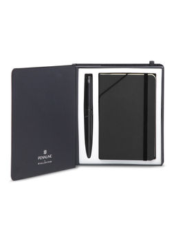 Pennline - Atlas Matte Black Pen With Black Trim Bp And Softbound A6 Notebook - Giftset