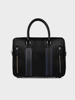 Smith & Blake - Laptop and Messenger Bag Black & Navy Blue Leatherette | Fits upto 15.6 Inch | Linea