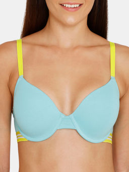 Zivame - Sporty Twist Push Up Wired Medium Coverage Bra - Blue