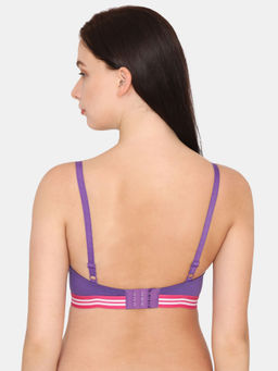 Zivame - Sporty Twist Padded Non Wired 3/4th Coverage T-shirt Bra - Purple