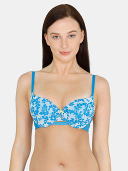 Zivame - Rhapsody Of Blue Push Up Regular Wired Medium Coverage Bra - Blue