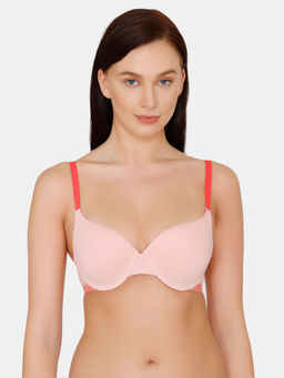 Zivame - Colorplay Abstract Push-Up Regular Wired Medium Coverage T-Shirt Bra - Powder Pink