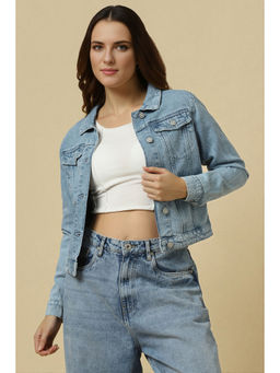 Allen Solly - Women Blue Solid Casual Jacket