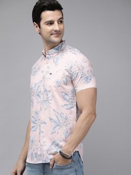 The Bear House - Men's Slim Fit Peach Shirt