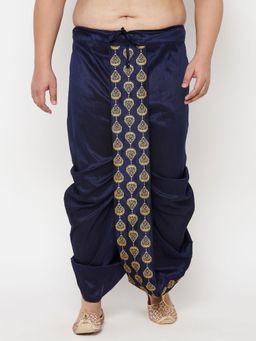 Vastramay - Men's Navy Blue Printed Dhoti