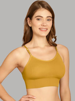 BRACHY - Women Full Coverage Lightly Padded Beginners Bralette Bra Mustard