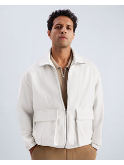 KINGDOM OF WHITE - Oversized Full Zipper Pure White Jacket