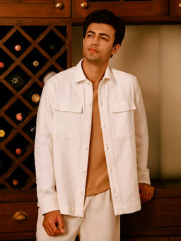 KINGDOM OF WHITE - Pure Cotton Ecru Woven Shacket