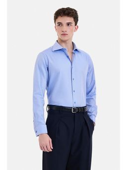 Snitch - Light Blue Textured Full Sleeves Slim Work Shirt for Men