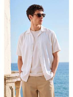 Snitch - White Printed Half Sleeves Boxy Shirt for Men