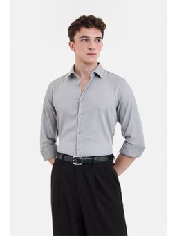 Snitch - Grey Solid Full Sleeves Slim Semi Casual Shirt for Men