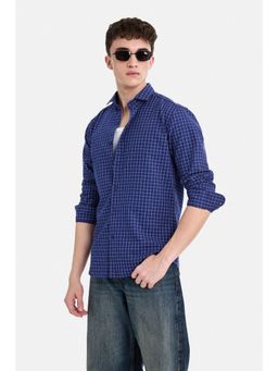 Snitch - Blue Checks Full Sleeves Slim Semi Casual Shirt for Men