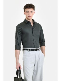 Snitch - Olive Solid Full Sleeves Slim Formal Shirt for Men