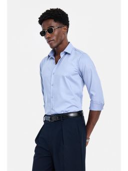Snitch - Light Blue Solid Full Sleeves Slim Formal Shirt for Men