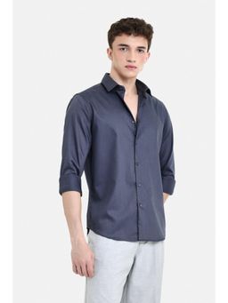 Snitch - Dark Grey Solid Full Sleeves Slim Casual Shirt for Men