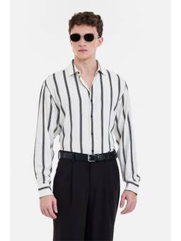 Snitch - Off White Stripes Full Sleeves Regular Casual Shirt for Men