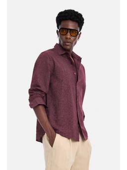 Snitch - Burgundy Micro Check Full Sleeves Regular Casual Shirt for Men