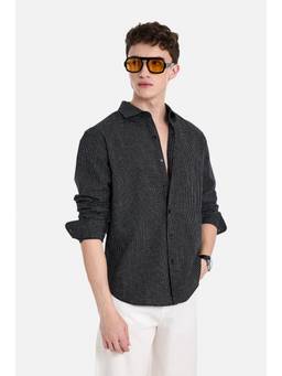 Snitch - Black Micro Check Full Sleeves Regular Casual Shirt for Men