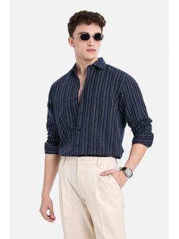 Snitch - Navy Stripes Full Sleeves Regular Casual Shirt for Men