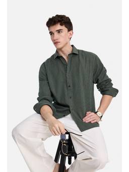 Snitch - Dark Green Stripes Full Sleeves Regular Casual Shirt for Men