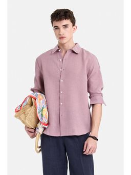Snitch - Mauve Solid Full Sleeves Regular Casual Shirt for Men