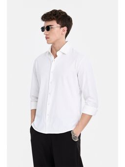 Snitch - White Solid Full Sleeves Regular Casual Shirt for Men