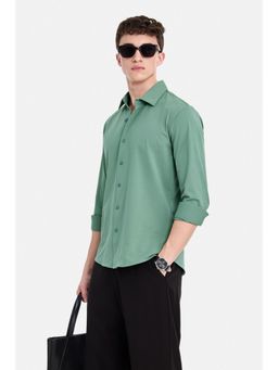 Snitch - Green Solid Full Sleeves Regular Casual Shirt for Men