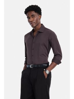 Snitch - Brown Solid Full Sleeves Regular Casual Shirt for Men